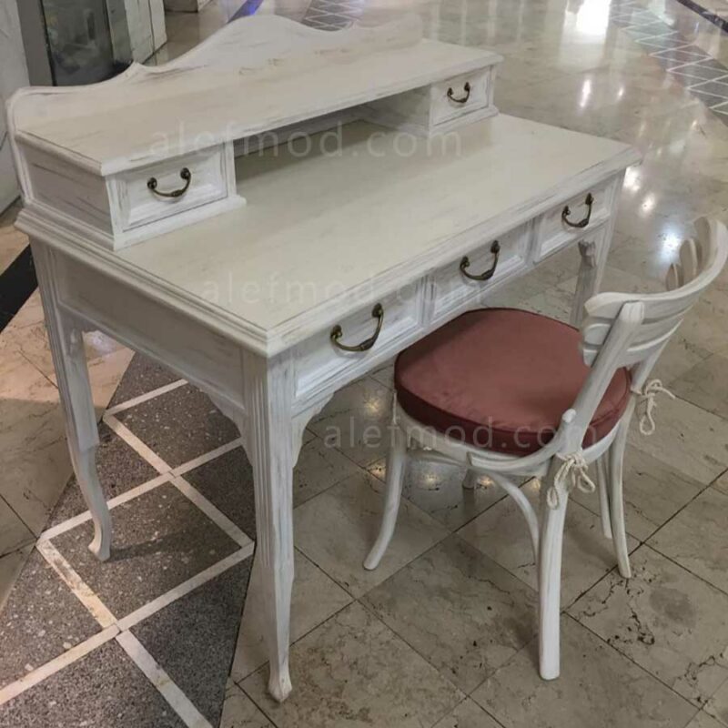 میز تحریر چوب راش همراه با صندلی چوب گردو مدل 17916