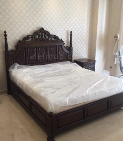 تخت خواب دو نفره سلطنتی منبت مدل 17746